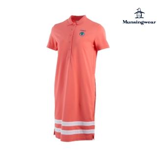【Munsingwear】企鵝牌 女款桃紅色洋裝 抗UV舒適吸汗速乾品牌經典造型刺繡 MLNJ8J51