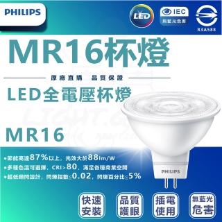 【Philips 飛利浦】8入組 MR16 4.5W LED杯燈 全電壓(白光/黃光)