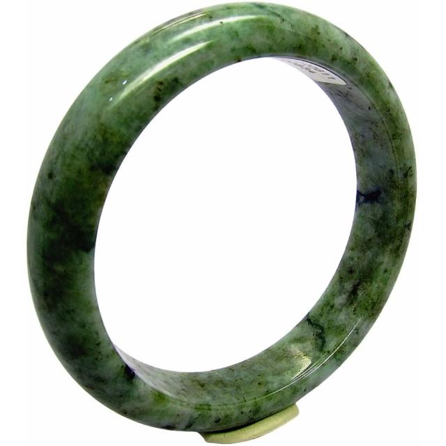 【小樂珠寶】保證天然A貨緬甸翡翠手鐲橄欖綠灑花天然A貨(手圍18.6號 內徑58.5mm V632)