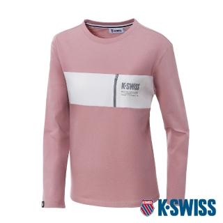 【K-SWISS】長袖T恤 Panel Tee-女-粉紅(199123-638)