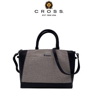 【CROSS】台灣總經銷 限量1折 經典小牛皮帆布大手提包/肩背包 全新專櫃展示品(灰色)