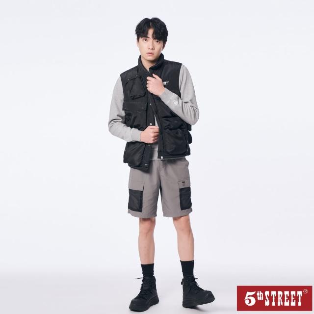 【5th STREET】男裝工裝多袋式鋪棉背心-黑色