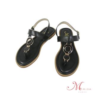 【oris 帆船鞋】MIRA 金屬豐圓扣涼鞋-黑-W18513N01(涼鞋/耐磨/真皮/輕量化)