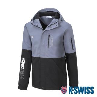 【K-SWISS】刷毛防風外套Windbreaker-男-灰藍/黑(109156-033)