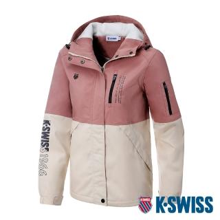 【K-SWISS】刷毛防風外套 Windbreaker-女-乾燥玫瑰/米白(199156-689)