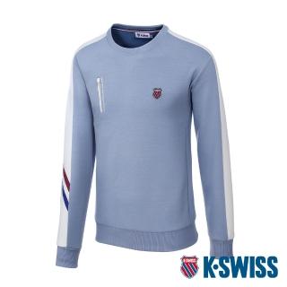 【K-SWISS】圓領上衣 Panel Sweatshirt-男-莫蘭迪藍(109145-423)