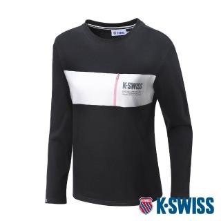 【K-SWISS】長袖T恤 Panel Tee-女-黑(199123-008)