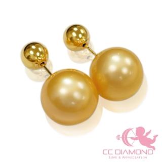 【CC Diamond】天然南洋金珍珠 名媛系列*兩用珍珠耳釘(10-10.5mm)