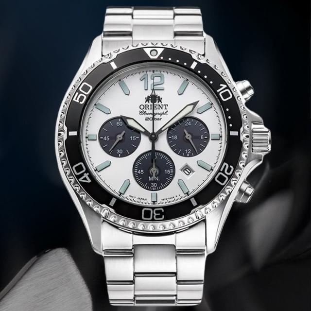 【ORIENT 東方錶】太陽能 計時200米潛水腕錶 42.8mm(RA-TX0203S 熊貓)