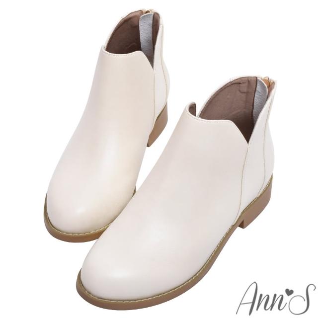 【Ann’S】克里西-素面側邊拼接顯瘦V口平底短靴3cm(米)