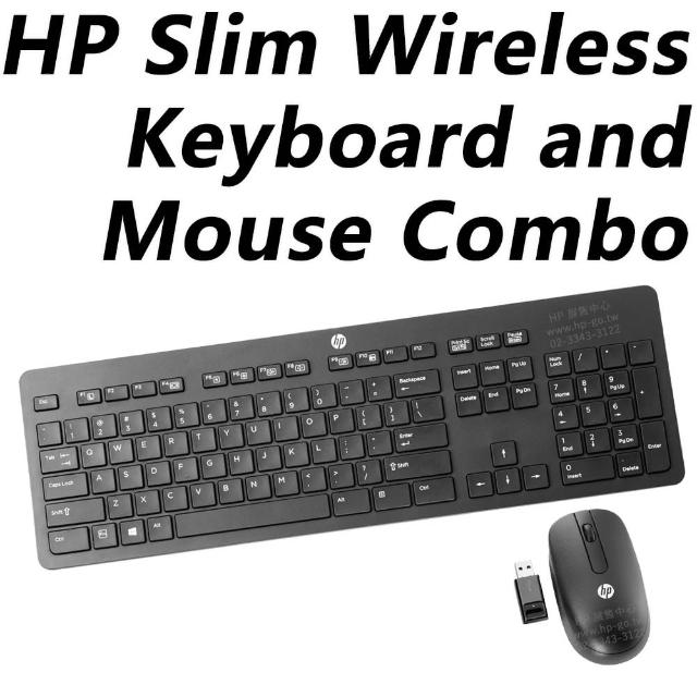 【HP 惠普】Slim Wireless Keyboard and Mouse Combo無線鍵盤滑鼠組(T6L04AA/USB接收器一對二/全尺寸鍵盤)