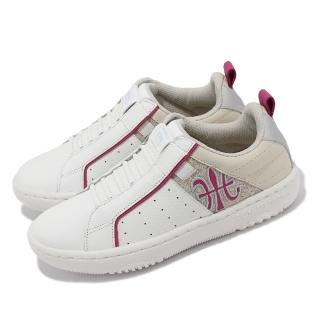 【ROYAL Elastics】休閒鞋 Icon 2.0 女鞋 米白 莓紅 真皮 回彈 無鞋帶 獨家彈力帶 經典(96533001)