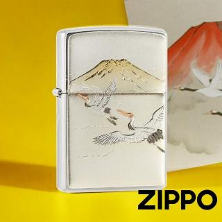 【Zippo】日本傳統風格-鶴與富士防風打火機(美國防風打火機)