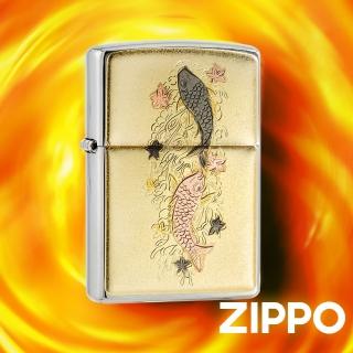 【Zippo】日本傳統風格-雙鯉攀瀑防風打火機(美國防風打火機)