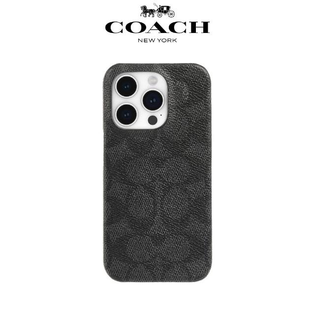 【COACH】iPhone 15 Pro 手機殼 黑色經典大C
