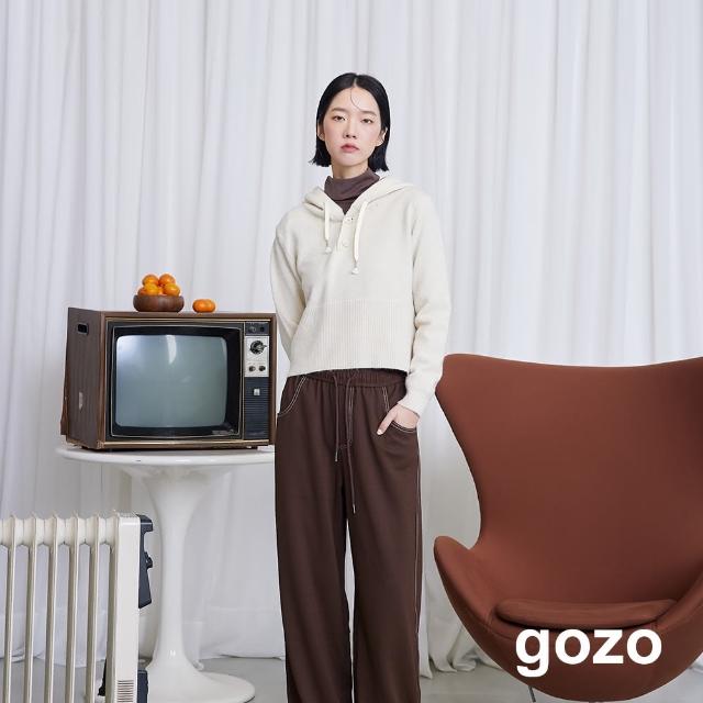 【gozo】柔軟針織短版連帽毛衣(兩色)