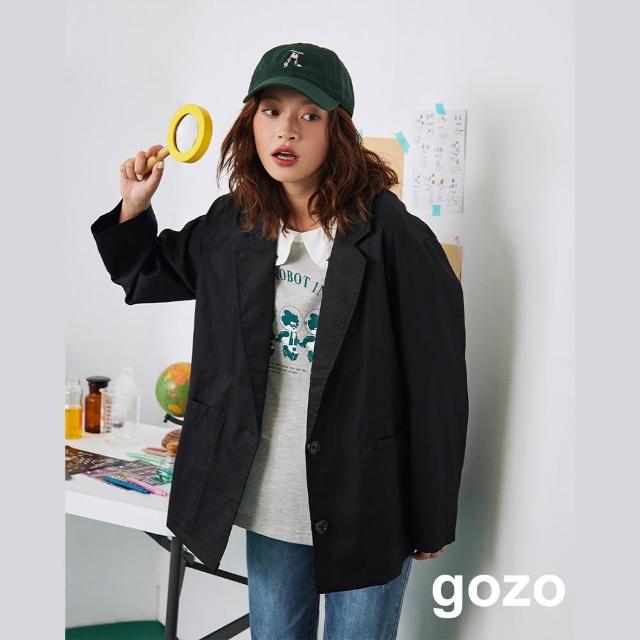 【gozo】壓線設計修身西裝(黑色)