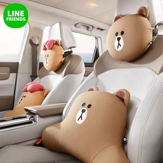 【LINE FRIENDS】熊大兔兔莎莉造型記憶棉汽車頭枕護頸枕(車用頭枕 車用靠枕 護頸頭枕)