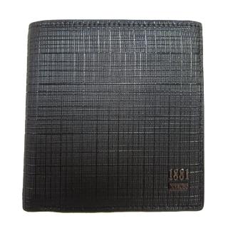 【18NINO81】短夾專櫃紳士款100%進口牛皮革材質二折型主袋加長尺寸固定型證件夾