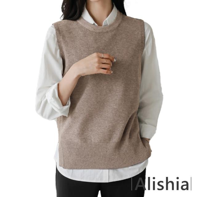 【Alishia】舒適生活圓領針織毛衣背心 S-XL(現+預  卡其 / 灰 / 黑)