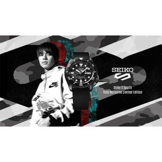 【SEIKO 精工】愛時 盾牌5系列 奧運滑板金牌堀米雄斗限量聯名款迷彩錶盤自動機械錶-SBSA175(街頭運動風格)