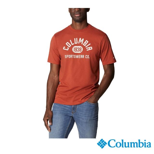 【Columbia 哥倫比亞 官方旗艦】男款-CSC Basic Logo短袖上衣-橘紅色(UJO15860AH/HF)