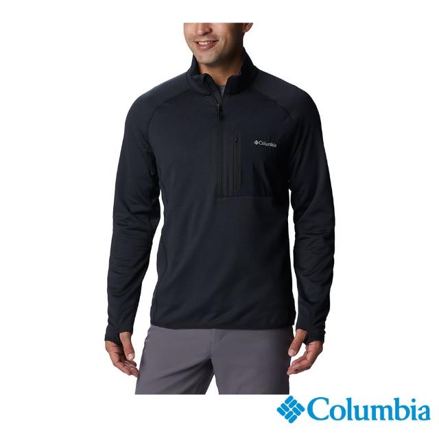 【Columbia 哥倫比亞 官方旗艦】男款-Triple Canyon快乾半開襟刷毛上衣-黑色(UEX02460BK/HF)
