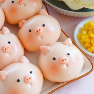 【美姬饅頭】玉米高麗菜粉紅豬豬肉包(一盒6入)