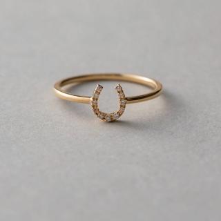 【ete】K18YG 馬蹄形鑽石戒指(金色)