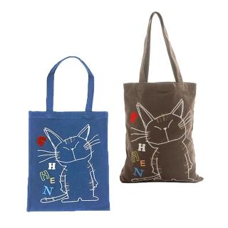 【KIRO 貓】日本卡拉貓 刺繡 可收納A4 補習帆布袋 隨身手提袋(500024)