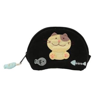 【KIRO 貓】日本卡拉貓 拼布 鋪棉 零錢包/耳機/化妝品/小物收納包(500009)