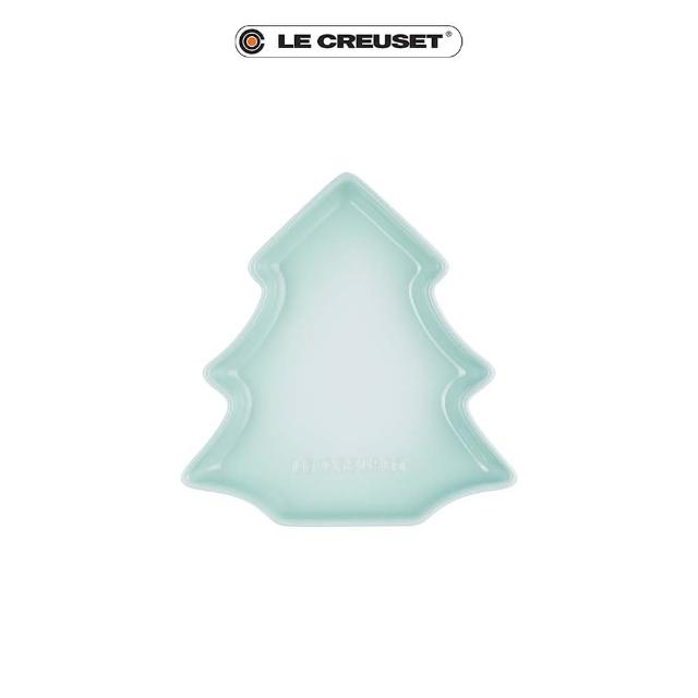 【Le Creuset】瓷器聖誕樹造型點心盤(冰川綠)