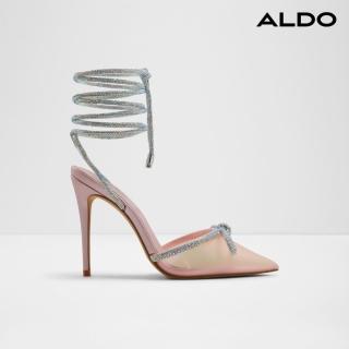 【ALDO】HALALIA-水鑽蝴蝶結裝飾繞帶跟鞋(粉色)