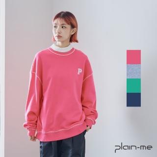 【plain-me】P-logo 撞色車線衛衣 PLN0037-232(男款/女款 共4色 TEE 上衣 長袖上衣)