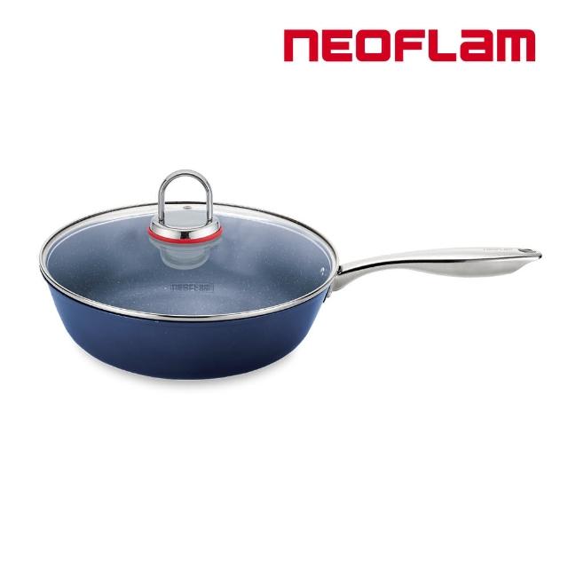 【NEOFLAM】Inox系列28cm炒鍋+玻璃蓋(不挑爐具 瓦斯爐電磁爐可用)