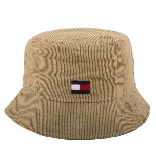 【Tommy Hilfiger】旗標LOGO細絨材質漁夫帽(卡其杏)