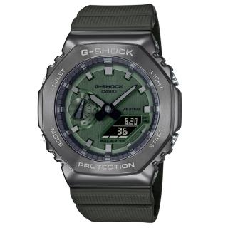 【CASIO 卡西歐】G-SHOCK 農家橡樹 時尚金屬八角雙顯腕錶 禮物推薦 畢業禮物(GM-2100B-3A)