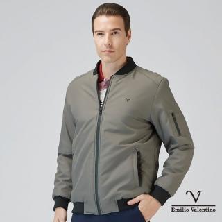 【Emilio Valentino 范倫鐵諾】男裝時棒球領休閒毛裡鋪棉保暖外套_灰綠色(15-3K7998)