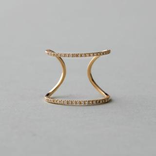 【ete】K18YG 摩登雙環密鑲鑽石戒指(金色)