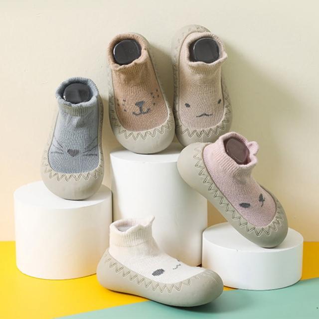 【OSOMESHOES 奧森】可愛動物臉臉學步鞋襪-2雙組 室內襪套鞋 嬰兒鞋 寶寶鞋 防滑膠底 童鞋(G3145 奧森)