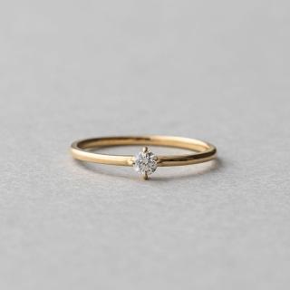 【ete】K18YG 經典單鑽爪鑲鑽石戒指-0.10ct(金色)