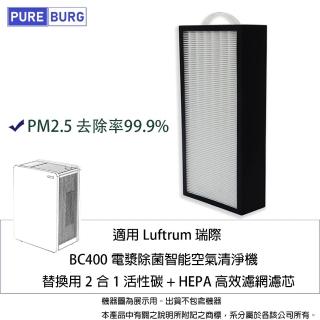 【PUREBURG】適用Luftrum 瑞際BC400智能空氣清淨機 副廠替換用2合1活性碳HEPA濾網