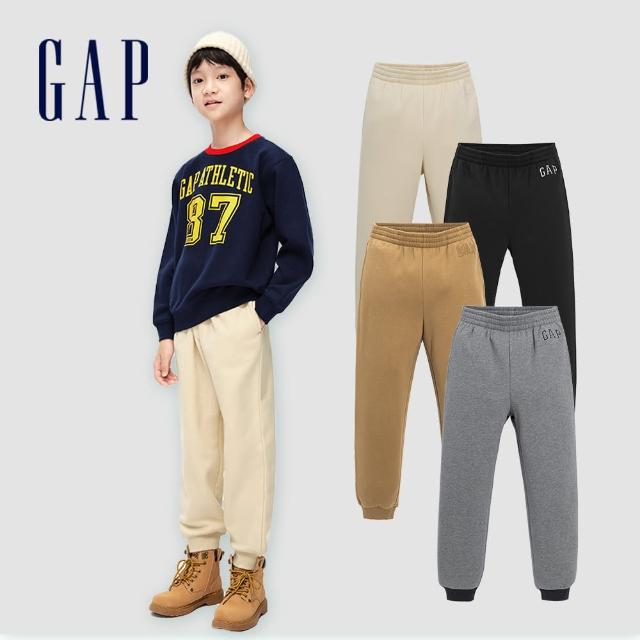 GAP】男童裝Logo刷毛束口鬆緊褲碳素軟磨系列-灰色(836648) - momo購物