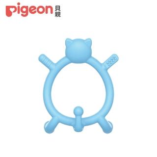 【Pigeon貝親 官方直營】咬咬貓矽膠固齒器(藍)