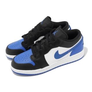 【NIKE 耐吉】Air Jordan 1 Low GS 大童 女鞋 黑 白 藍 AJ1 Royal Blue 休閒鞋(553560-140)