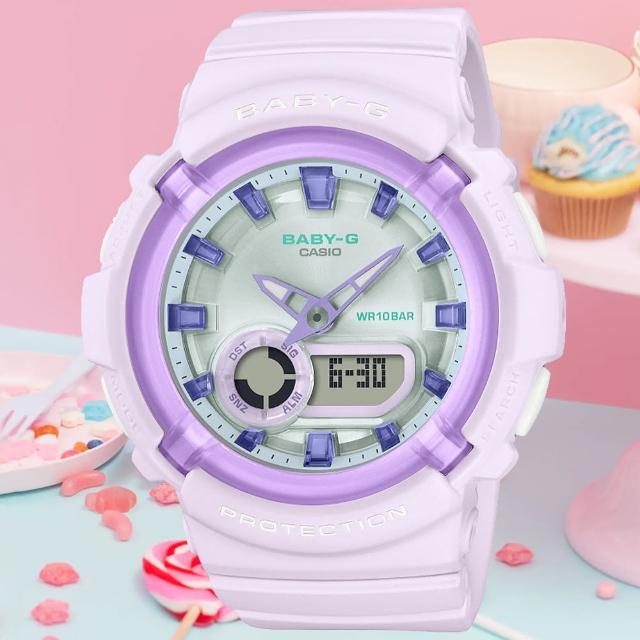 【CASIO 卡西歐】BABY-G 糖果色調雙顯腕錶 母親節 禮物(BGA-280SW-6A)