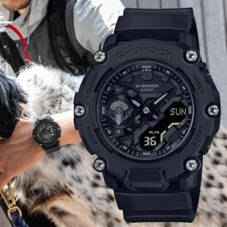 【CASIO 卡西歐】G-SHOCK 碳核心防護雙顯腕錶 禮物推薦 畢業禮物(GA-2200BB-1A)
