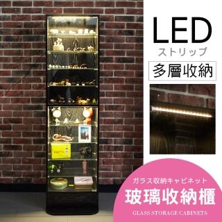 【誠田物集】MIT低甲醛LED燈高180公分直立式十層玻璃展示櫃 3色選(收納櫃 模型櫃 公仔櫃 書櫃 玻璃櫃)