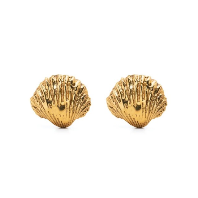 【Goossens】時尚氣質貝殼造型耳夾式耳環(金)