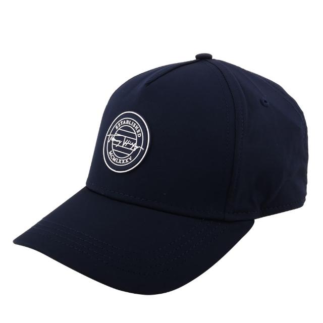 【Tommy Hilfiger】圓標LOGO滑面材質棒球帽(藏青藍)